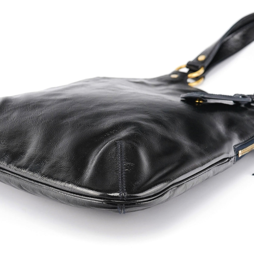 177739 Navy Patent Leather Metropolis Shoulder Bag