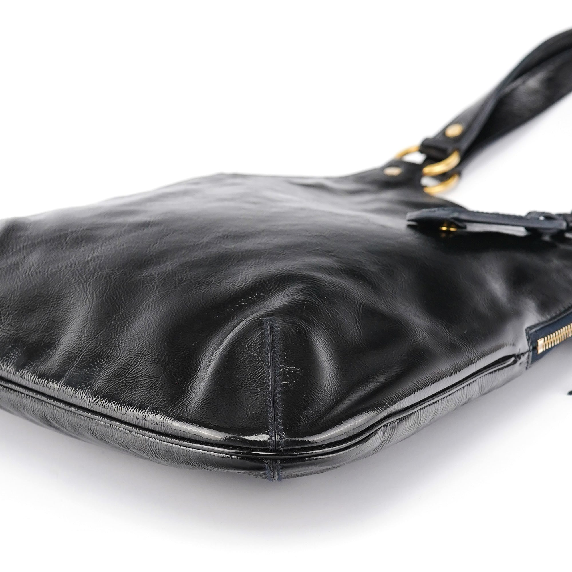 177739 Navy Patent Leather Metropolis Shoulder Bag