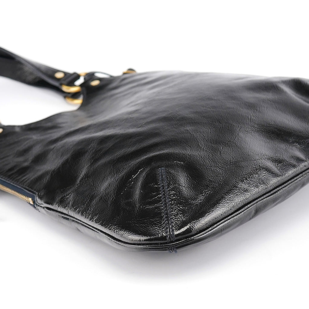 177739 Navy Patent Leather Metropolis Shoulder Bag