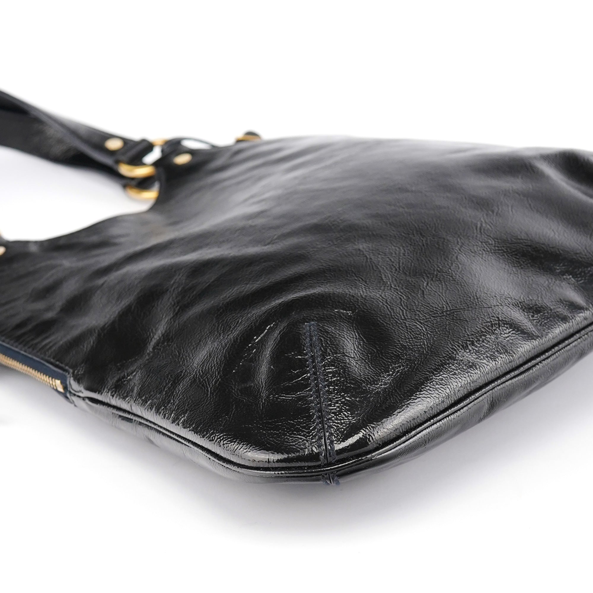 177739 Navy Patent Leather Metropolis Shoulder Bag