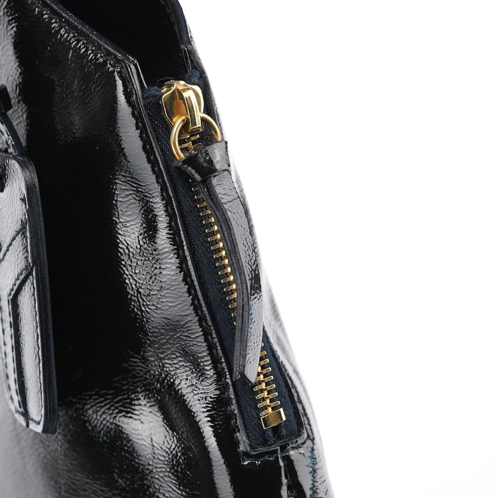 177739 Navy Patent Leather Metropolis Shoulder Bag
