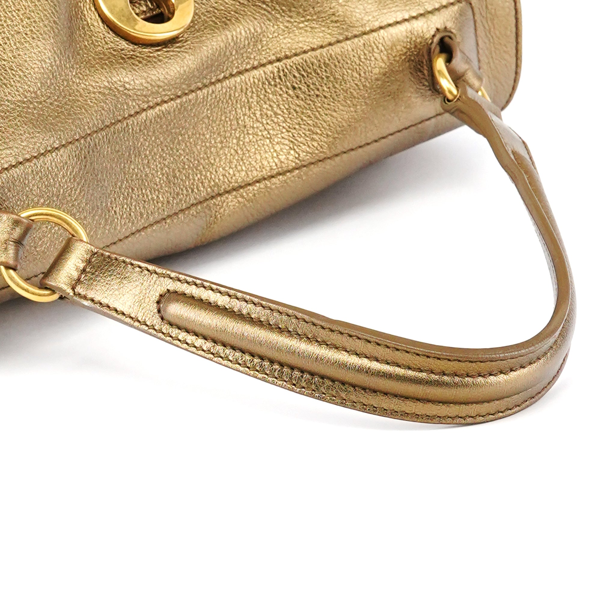 197149 Gold Leather Muse Two Bag