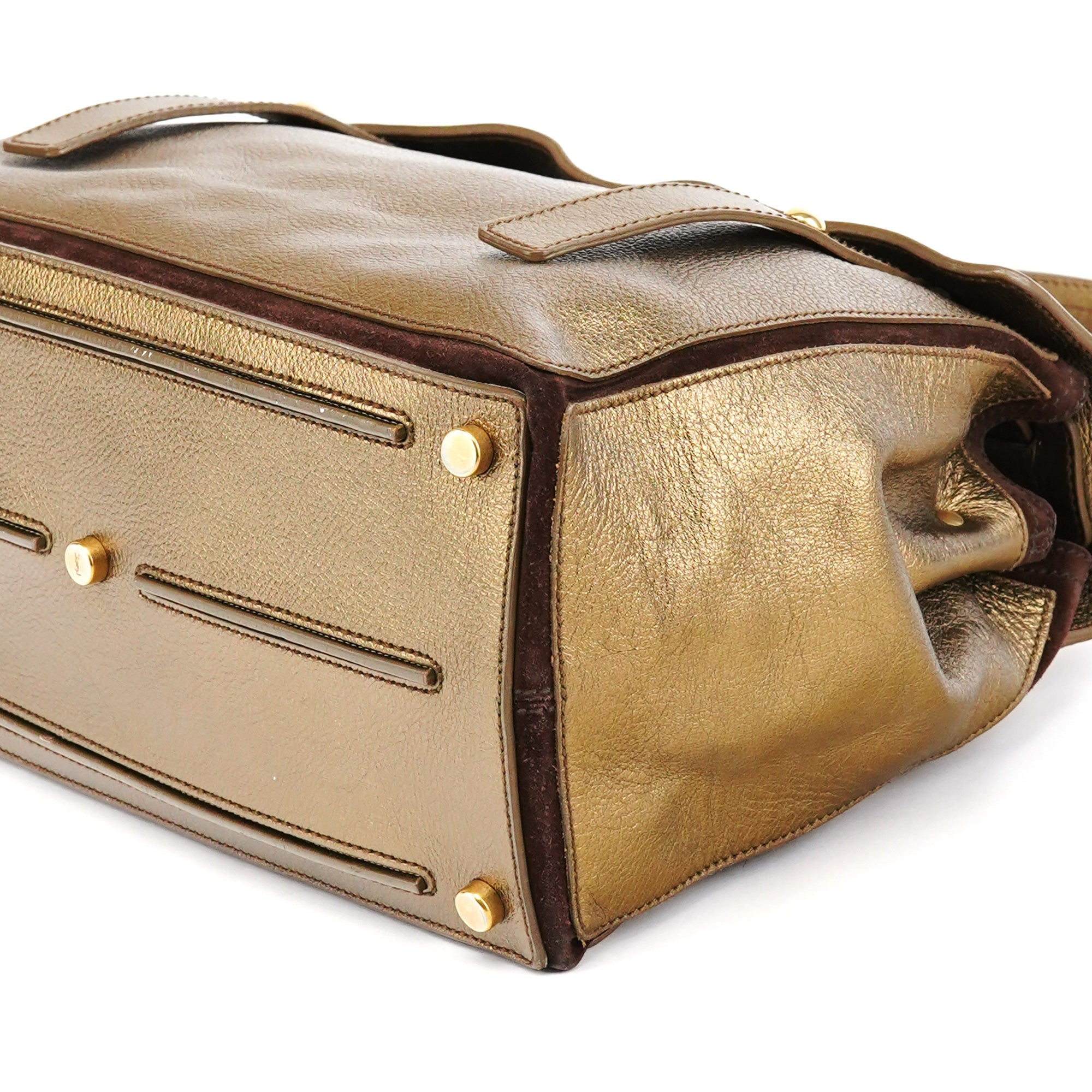 197149 Gold Leather Muse Two Bag