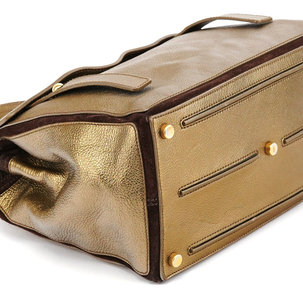 197149 Gold Leather Muse Two Bag