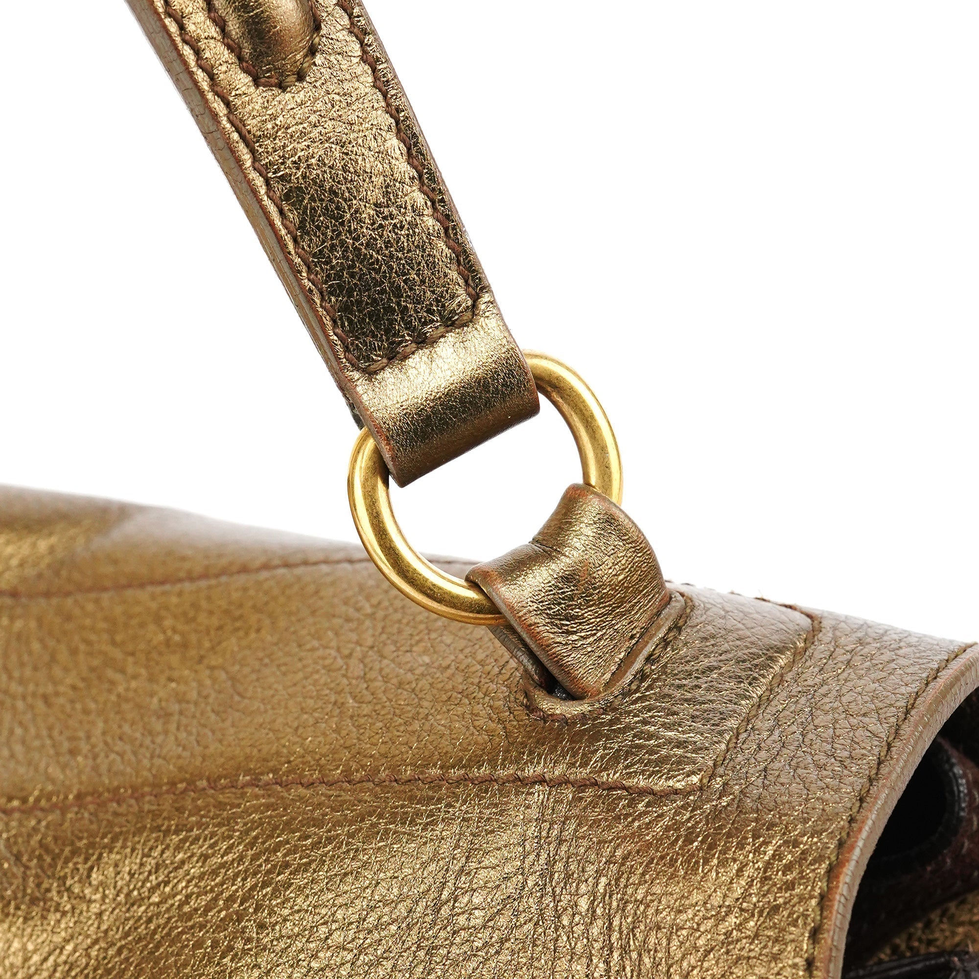 197149 Gold Leather Muse Two Bag