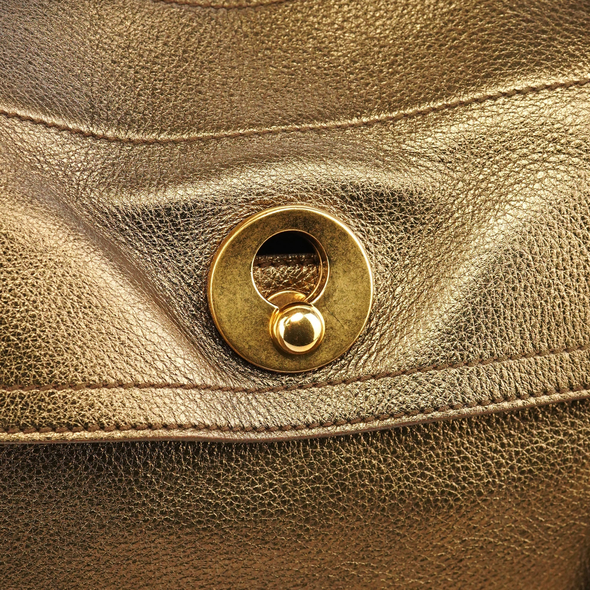 197149 Gold Leather Muse Two Bag