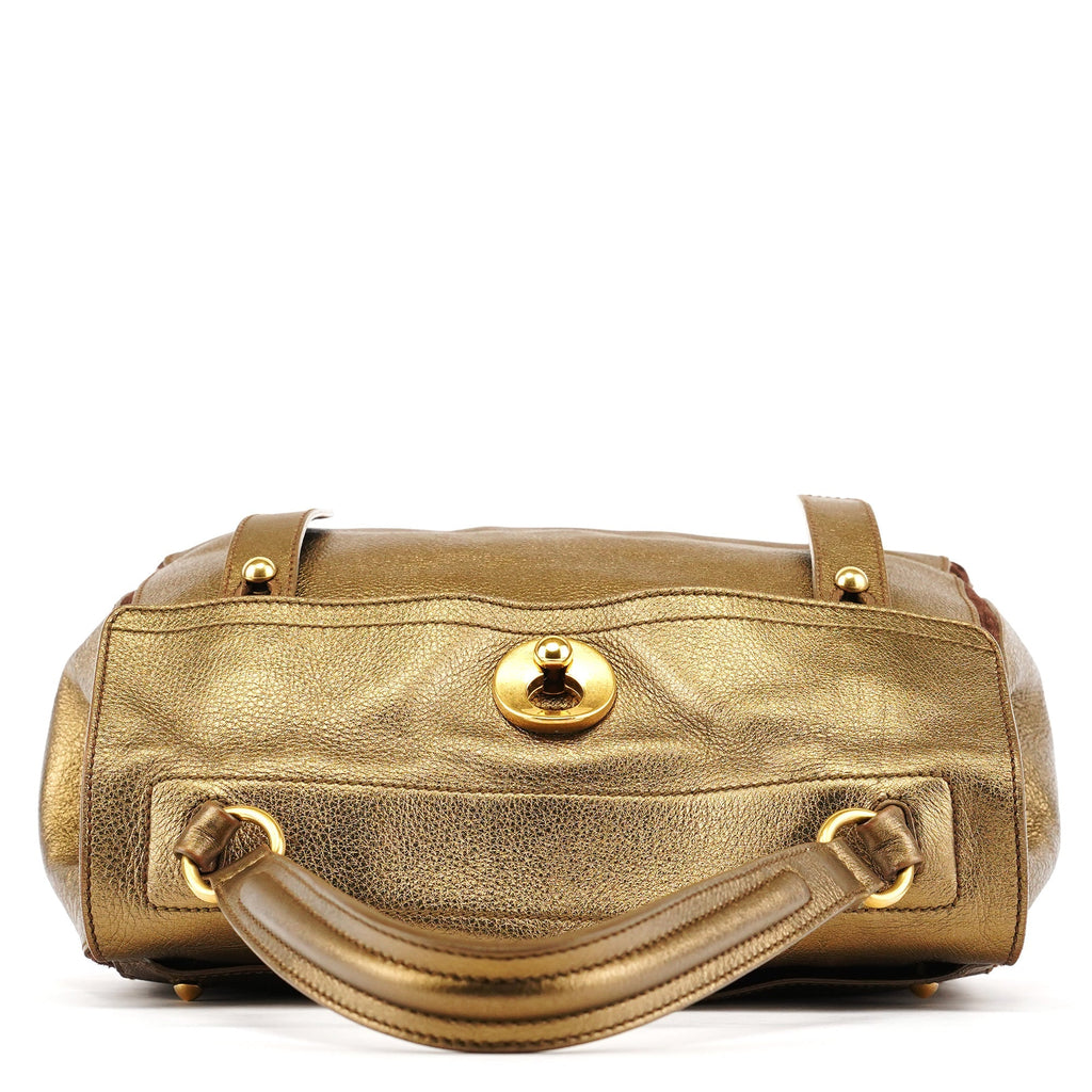 197149 Gold Leather Muse Two Bag