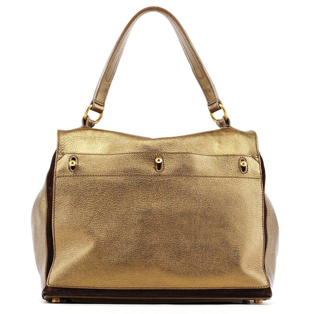 197149 Gold Leather Muse Two Bag