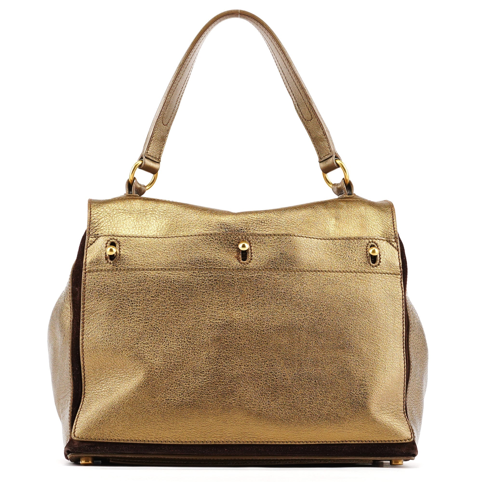197149 Gold Leather Muse Two Bag