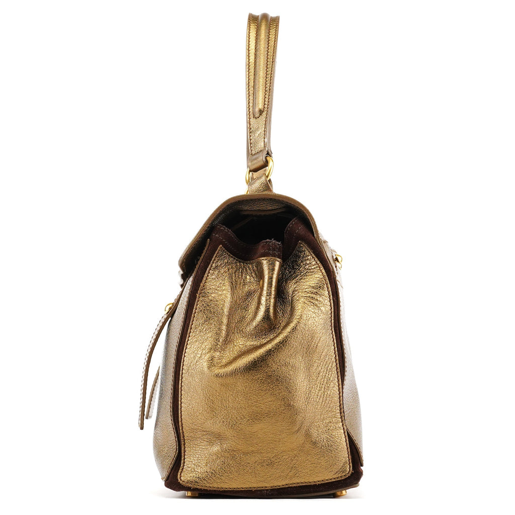 197149 Gold Leather Muse Two Bag