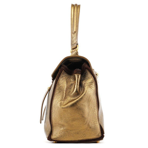 197149 Gold Leather Muse Two Bag