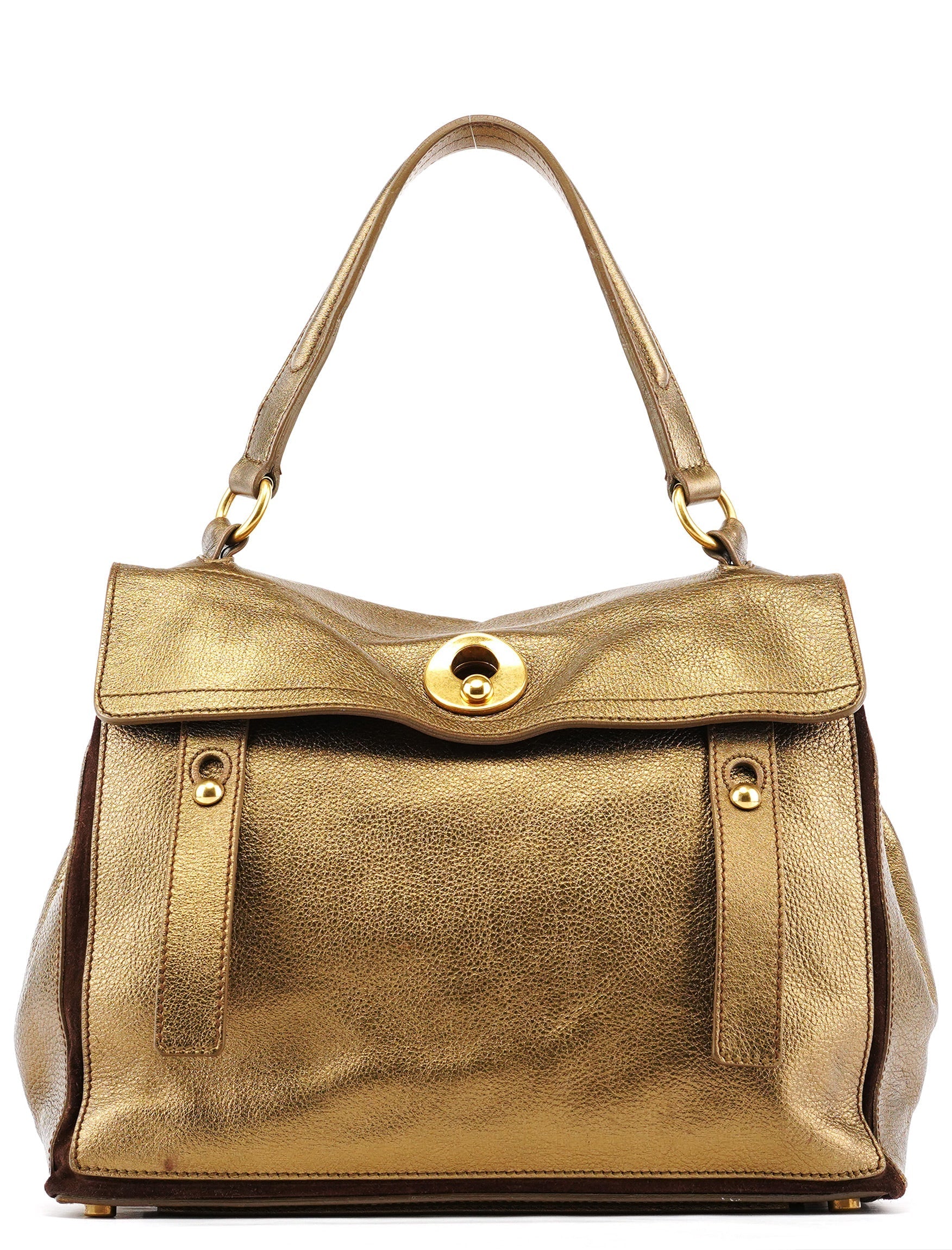 197149 Gold Leather Muse Two Bag