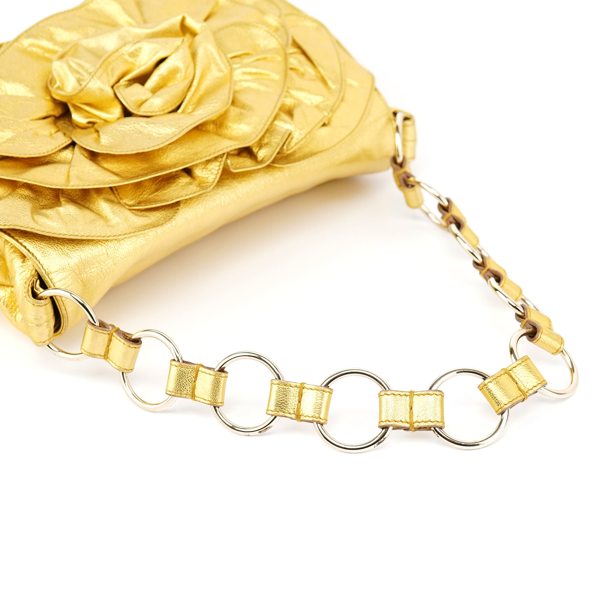 2003 Gold Leather Chain Nadja Shoulder Bag