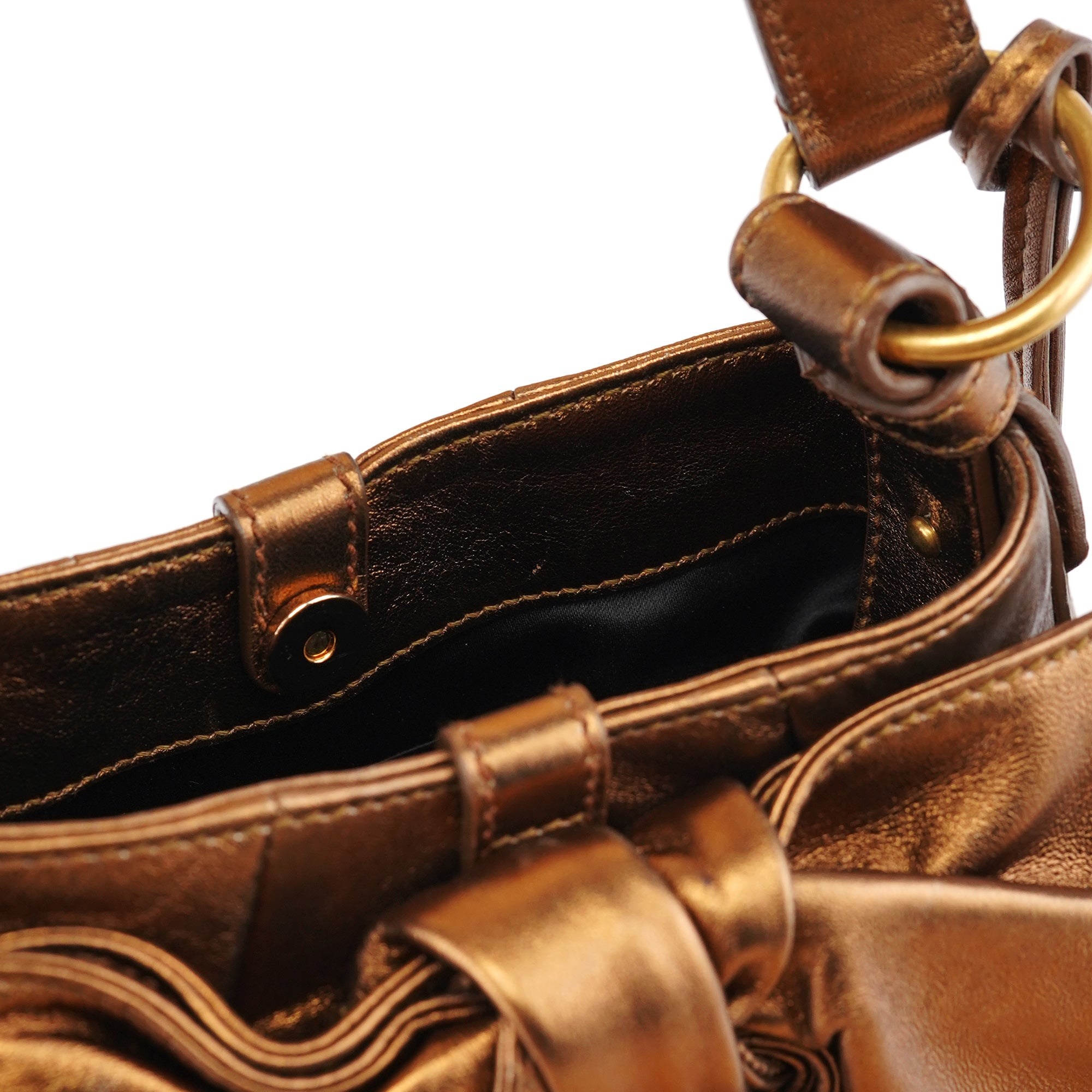 2004 Bronze Leather Bow Shoulder Bag