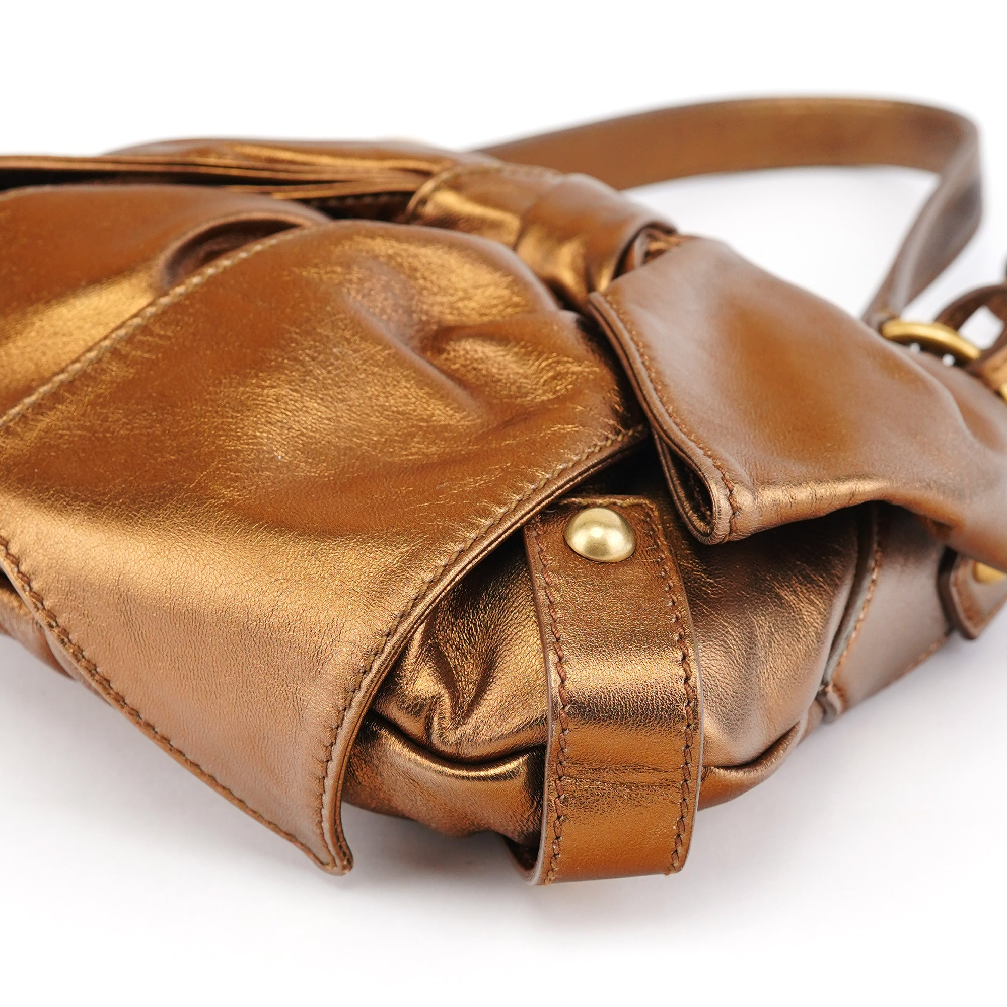 2004 Bronze Leather Bow Shoulder Bag