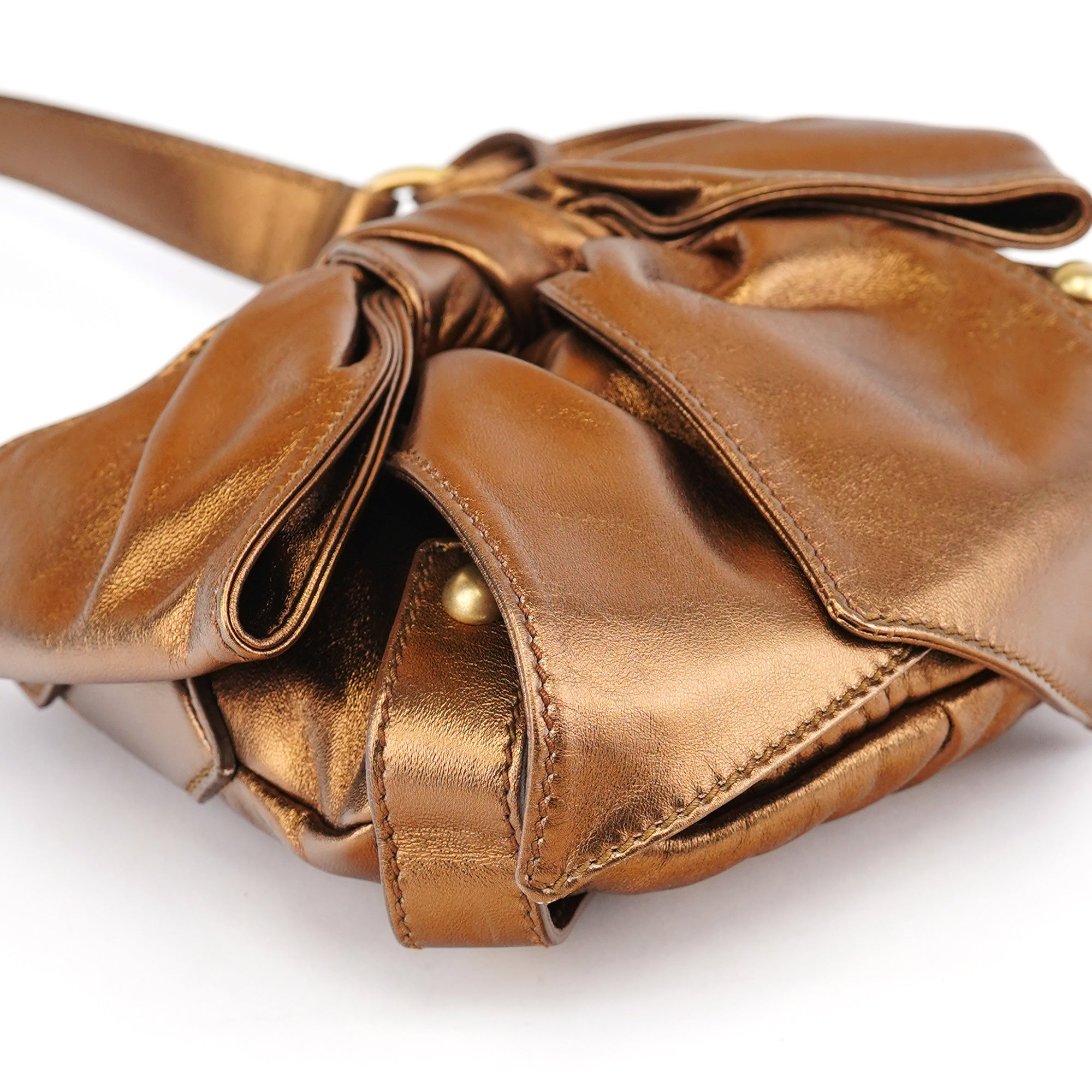2004 Bronze Leather Bow Shoulder Bag