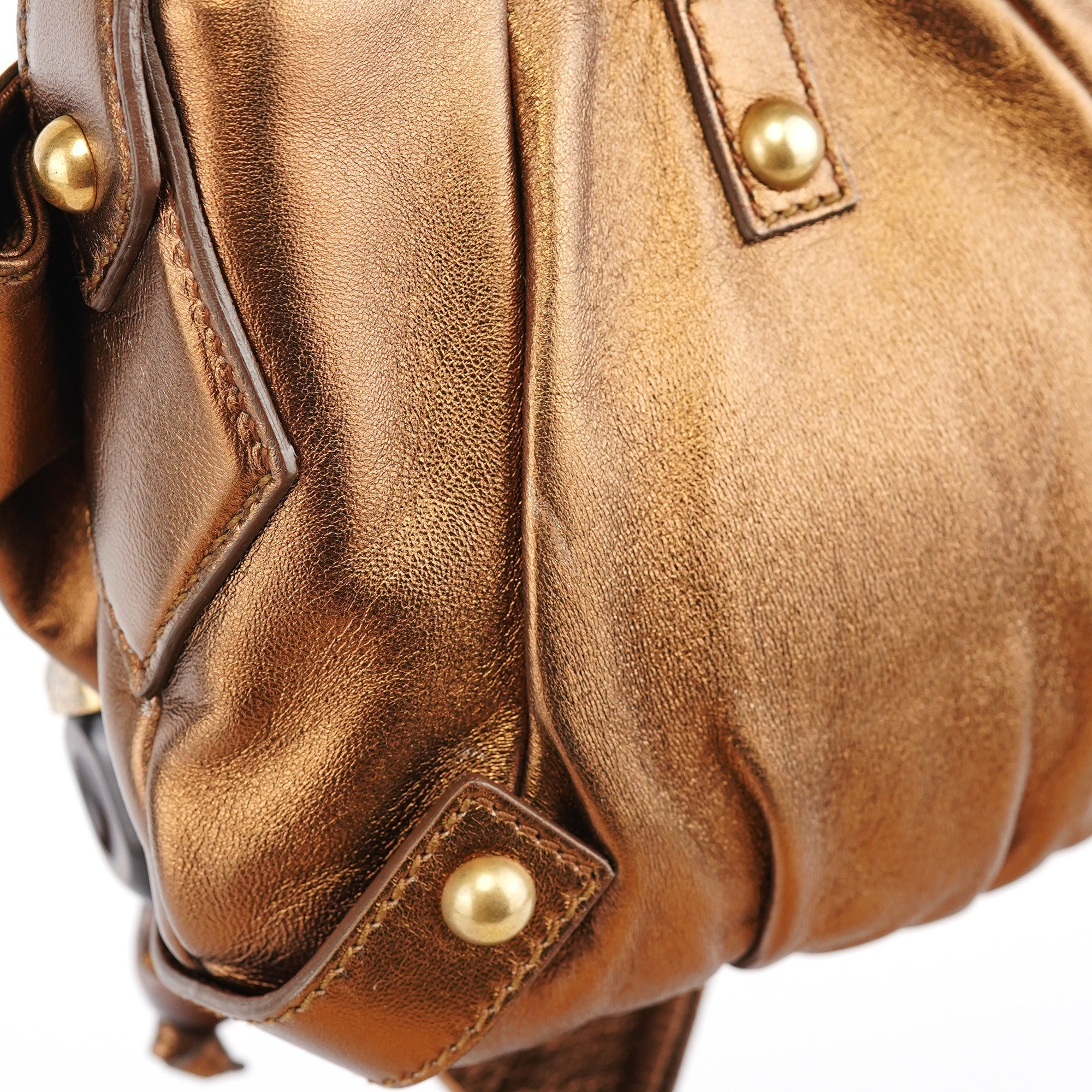 2004 Bronze Leather Bow Shoulder Bag