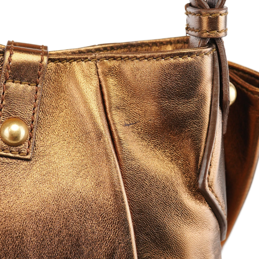2004 Bronze Leather Bow Shoulder Bag