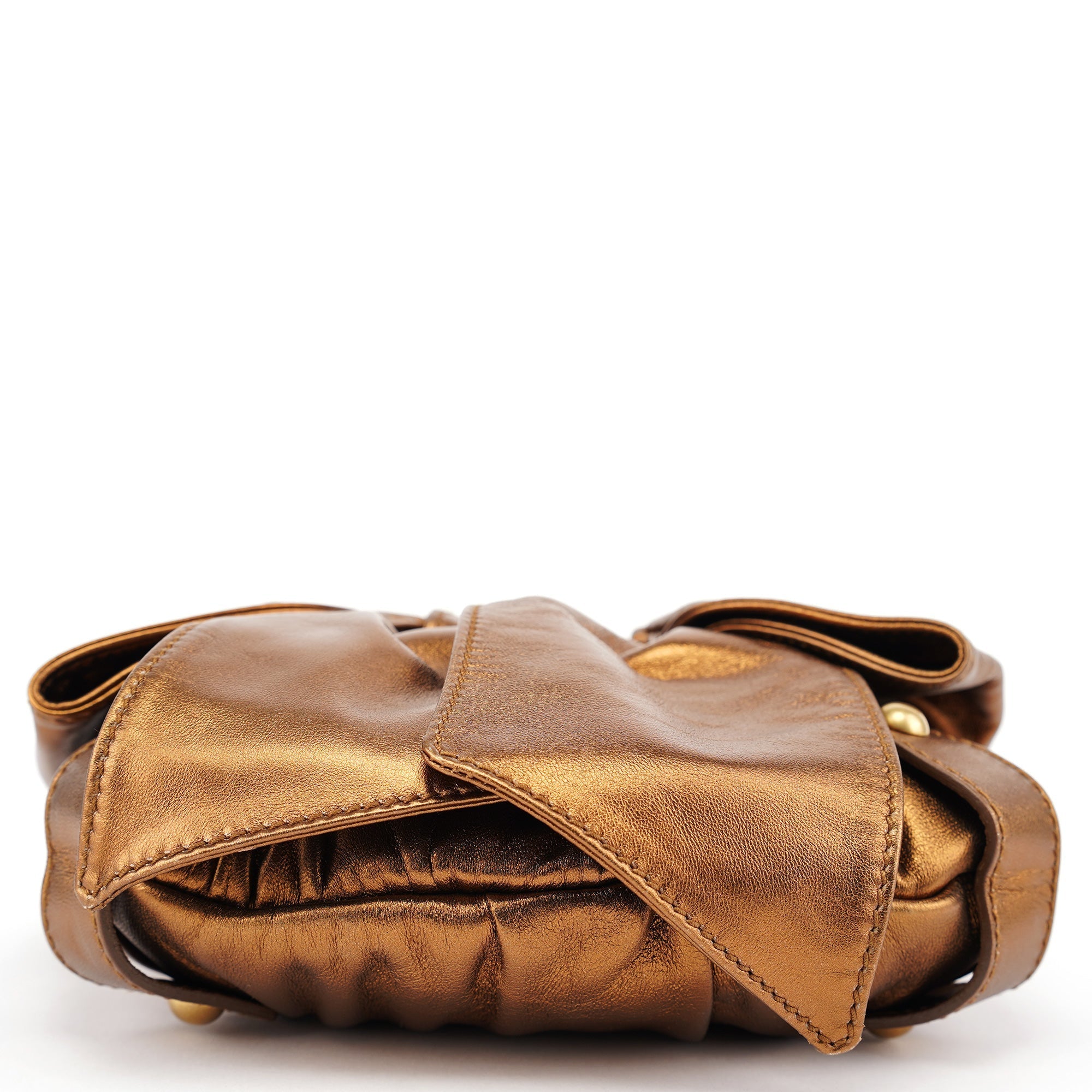 2004 Bronze Leather Bow Shoulder Bag