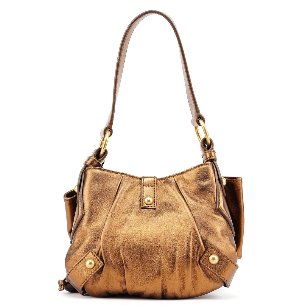 2004 Bronze Leather Bow Shoulder Bag