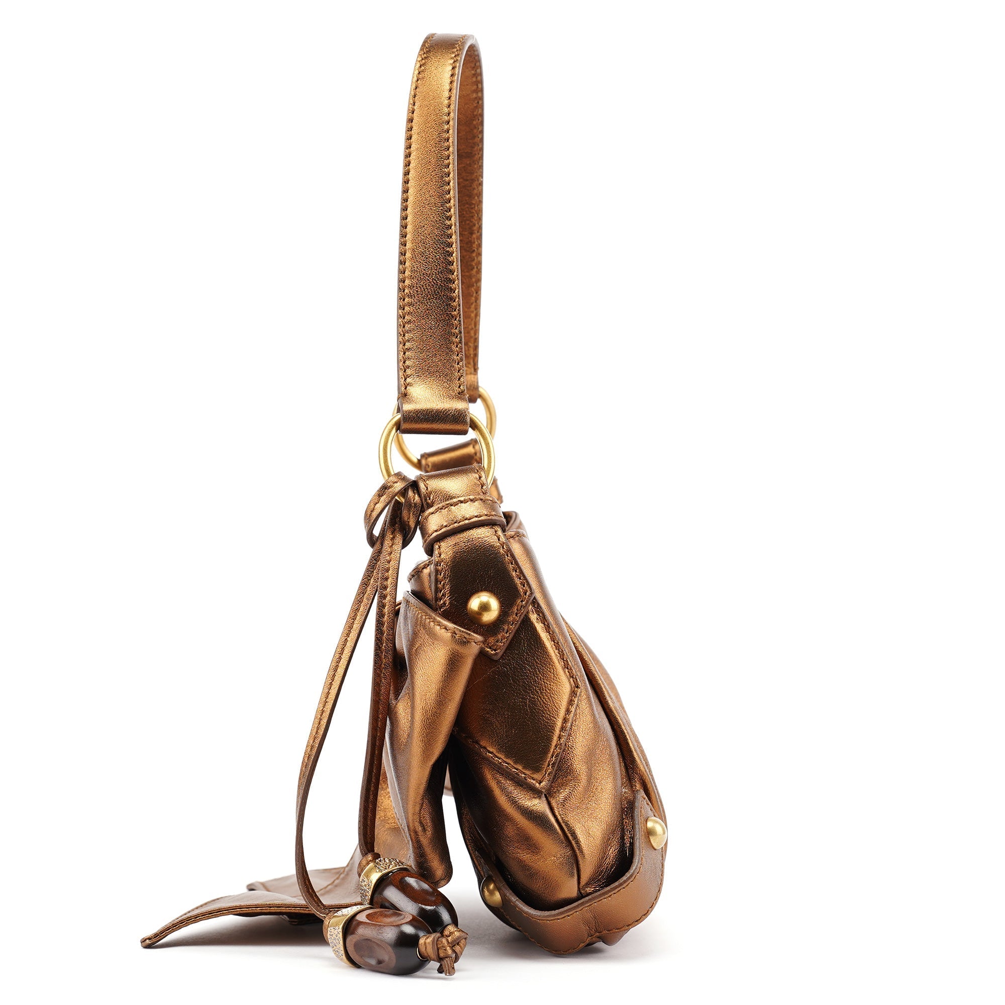 2004 Bronze Leather Bow Shoulder Bag