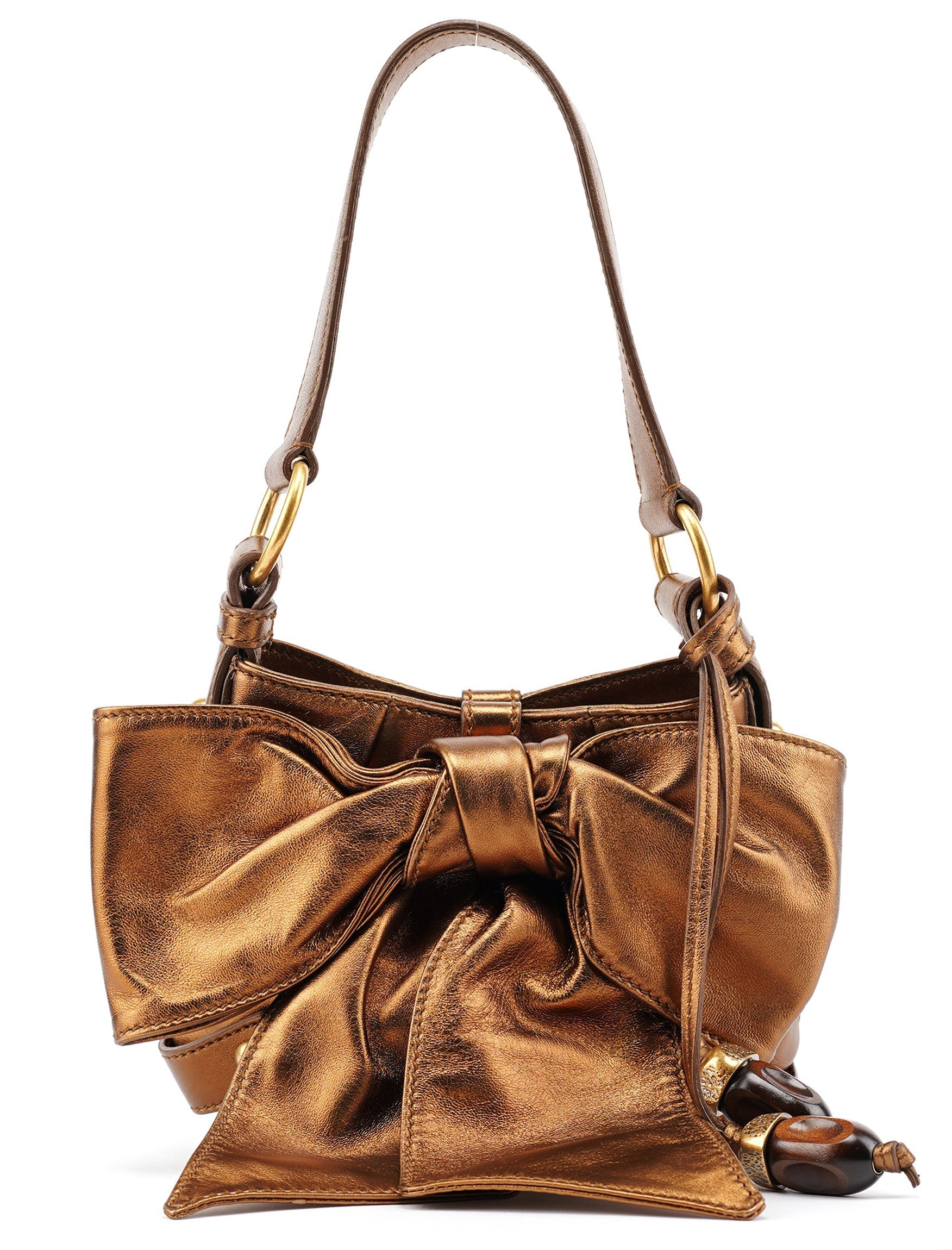 2004 Bronze Leather Bow Shoulder Bag
