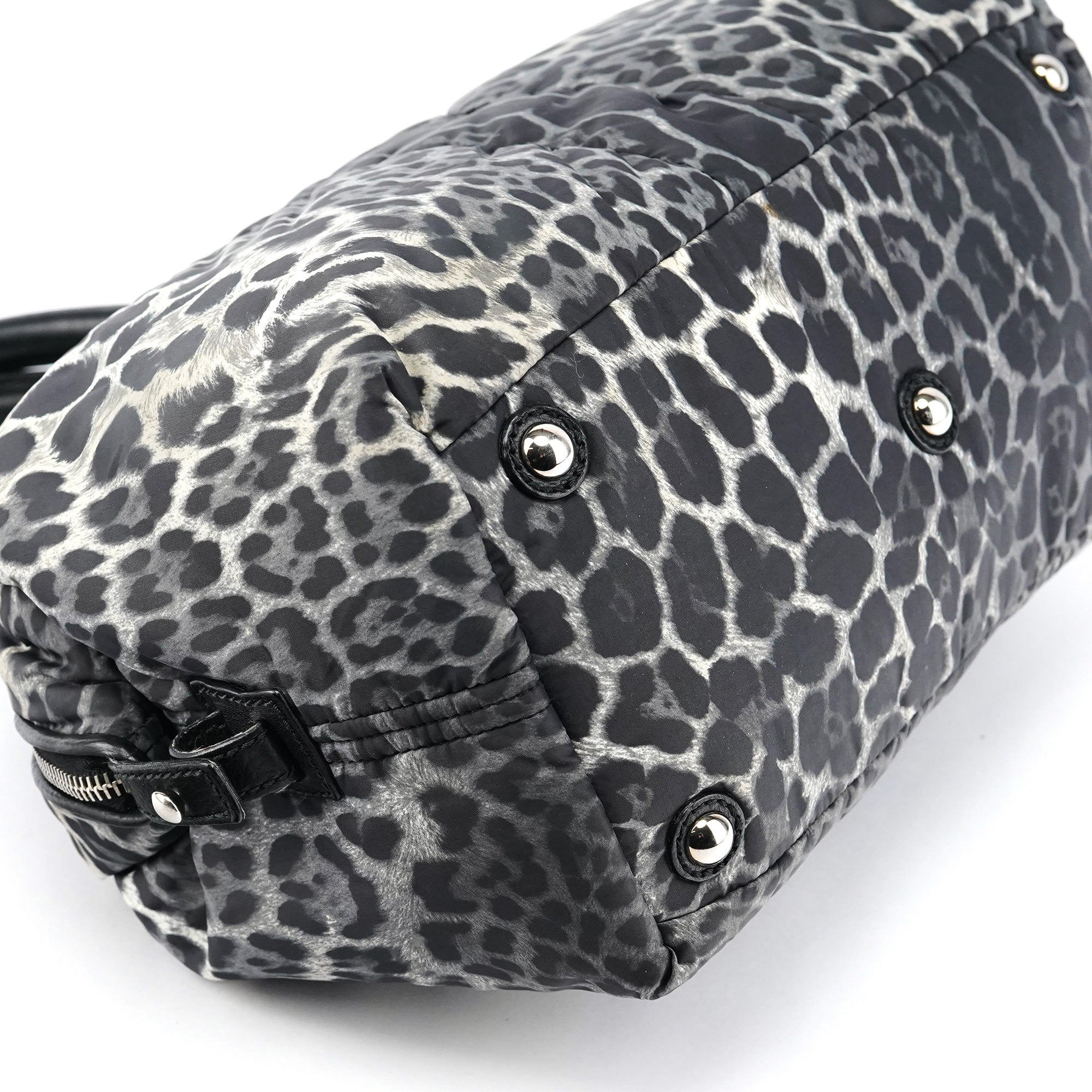 208315 Leopard Nylon Y Boston Bag