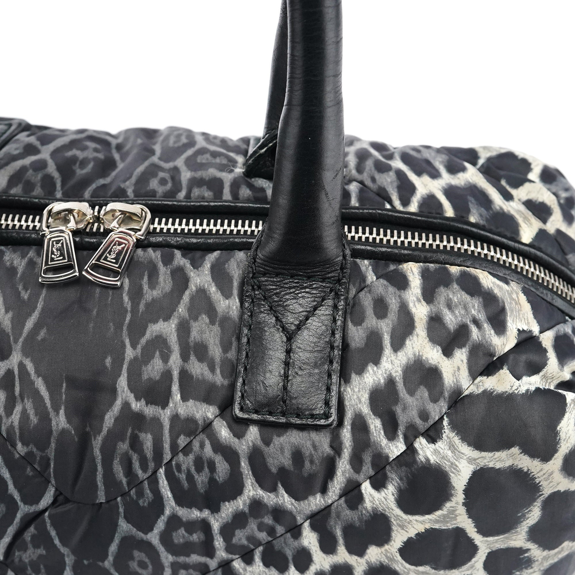 208315 Leopard Nylon Y Boston Bag