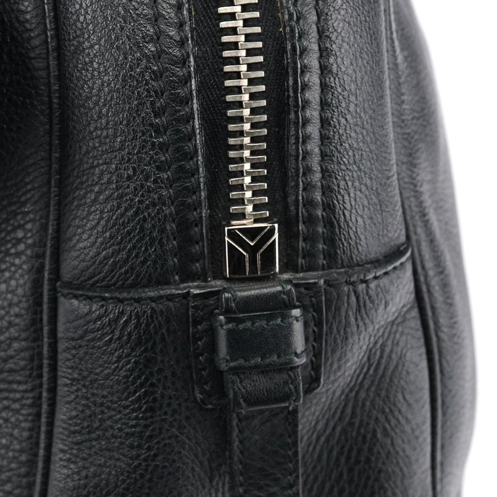 220177 Black Pebbled Leather Bow Tote Bag