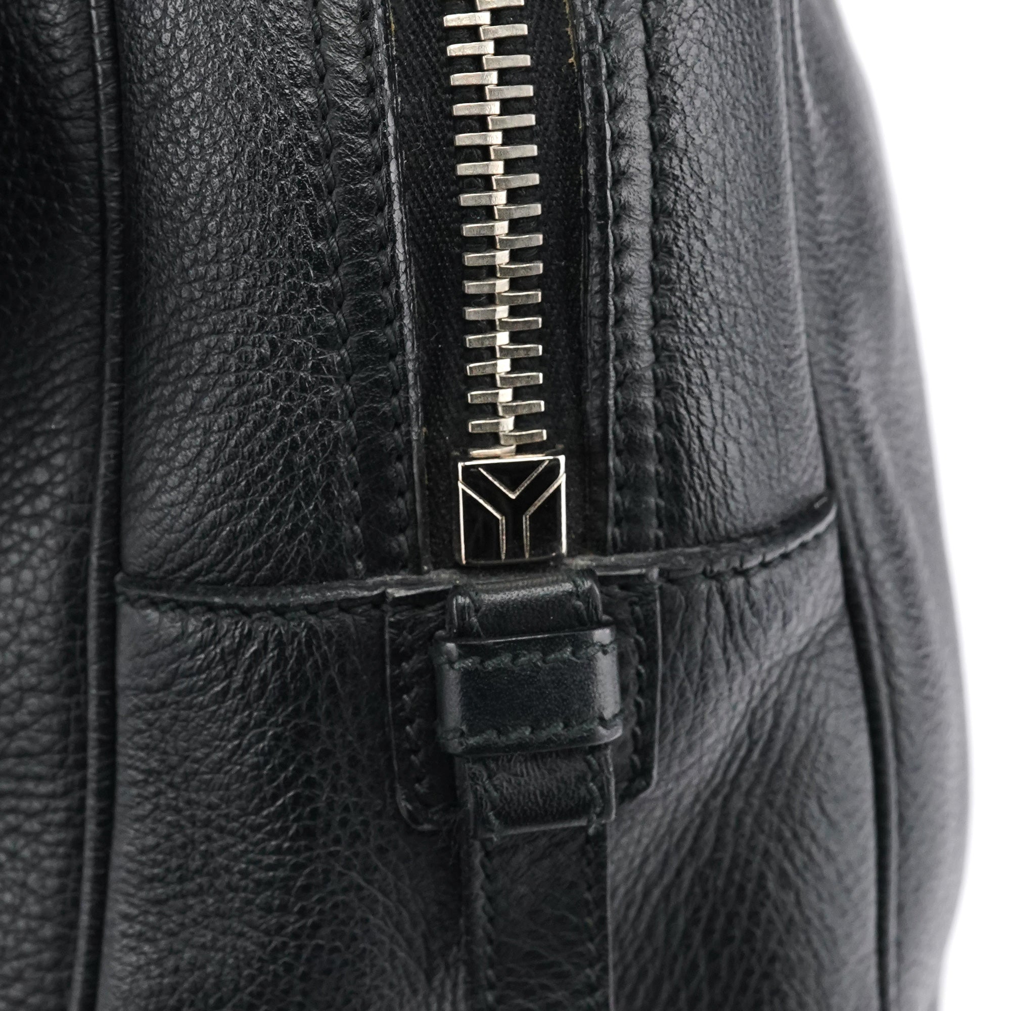 220177 Black Pebbled Leather Bow Tote Bag
