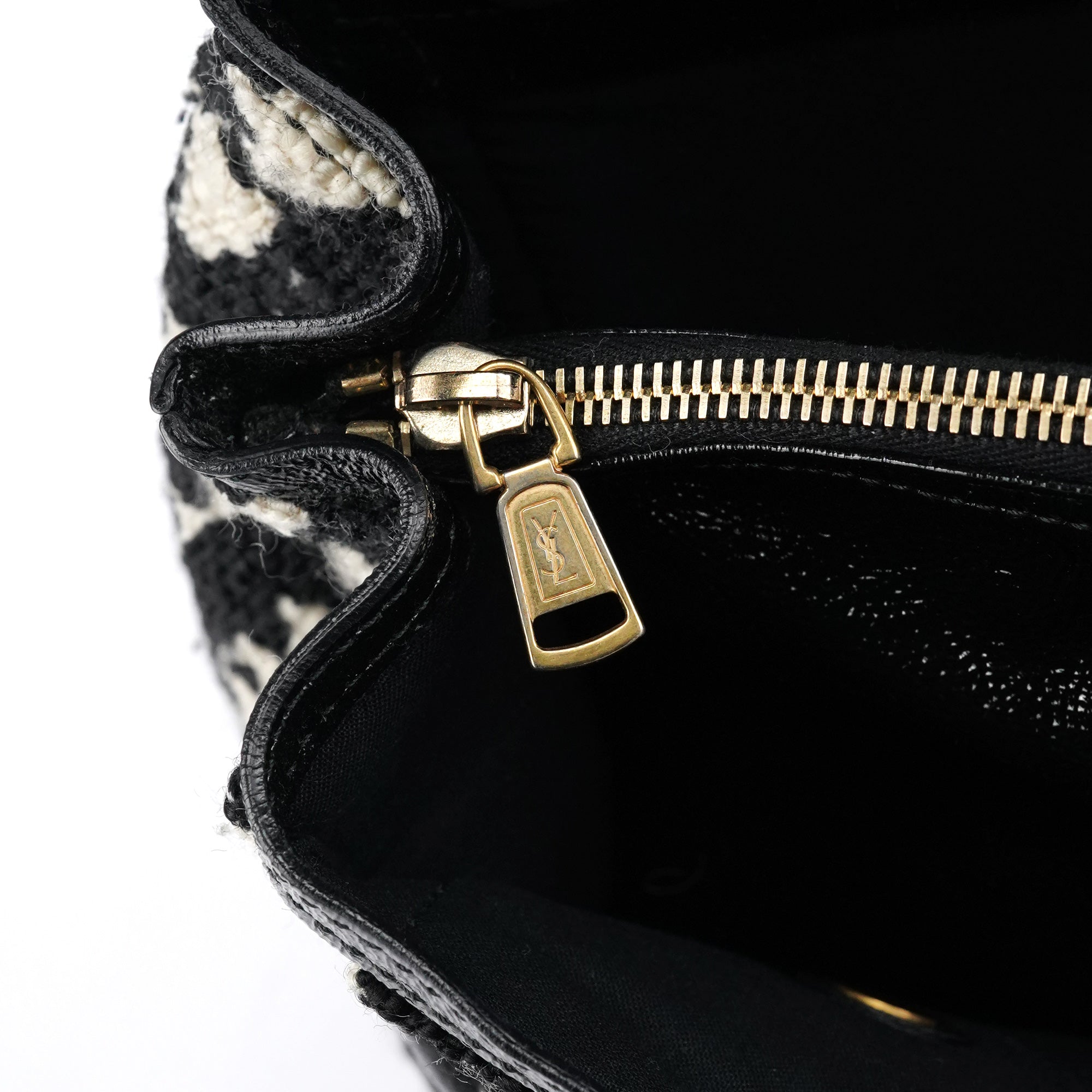 229680 Black White Wool Tweed Muse Two Bag