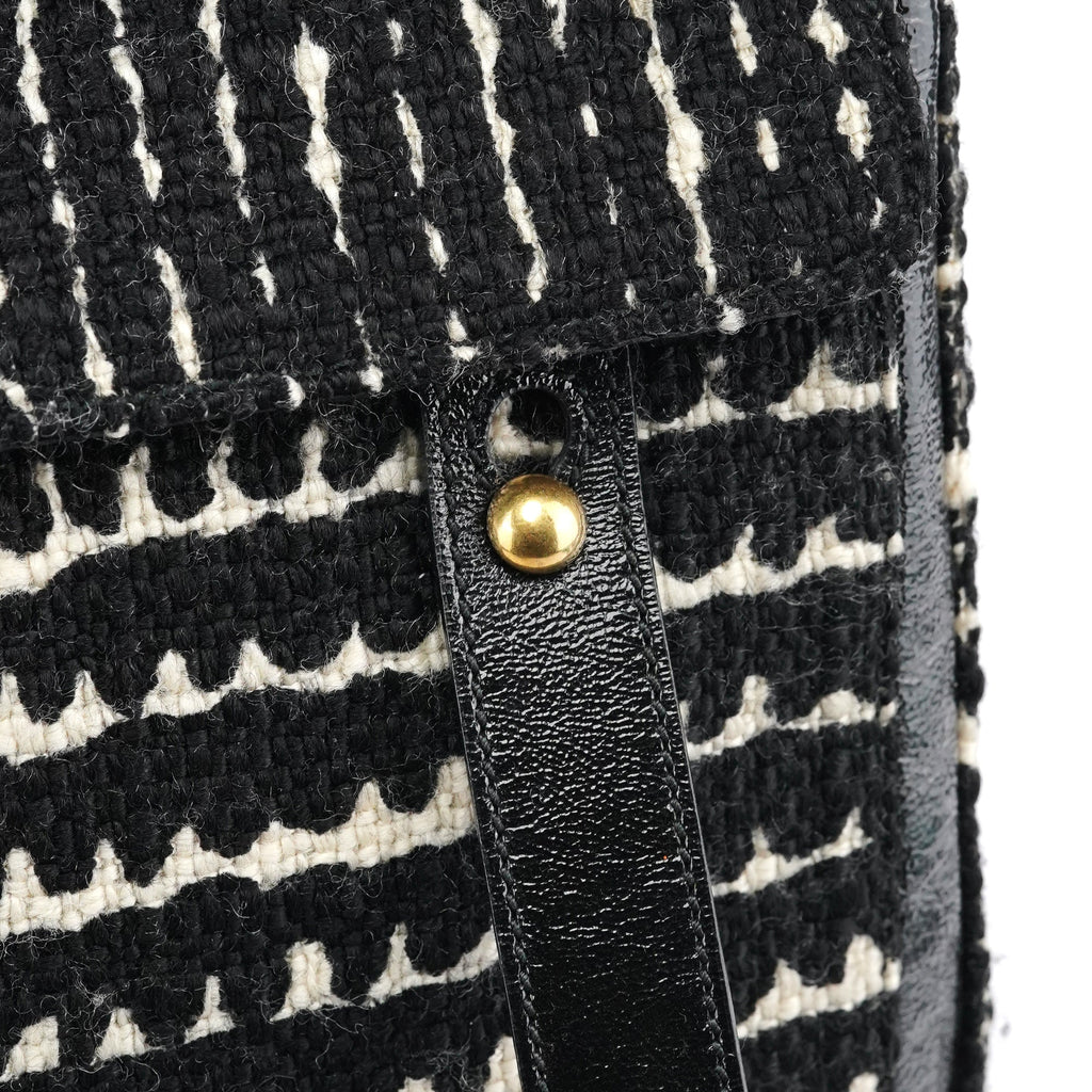 229680 Black White Wool Tweed Muse Two Bag