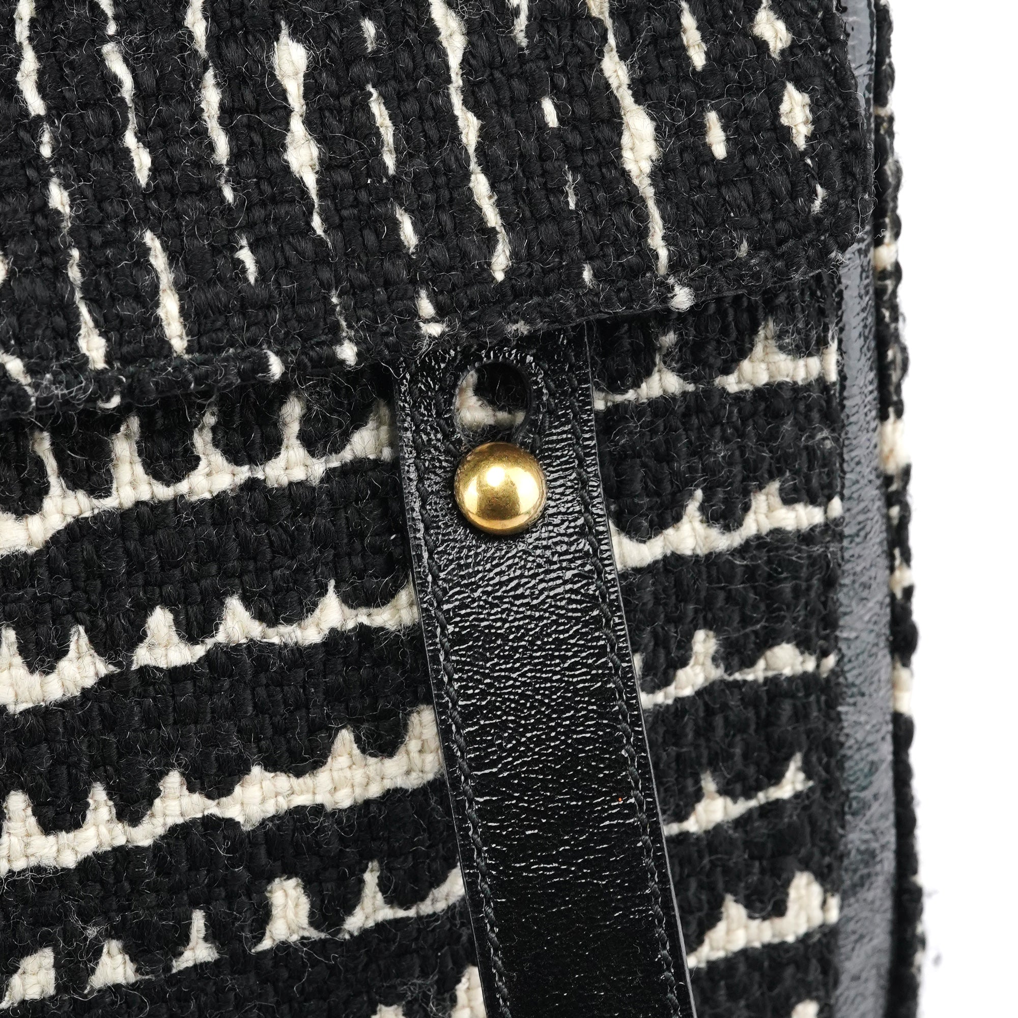229680 Black White Wool Tweed Muse Two Bag
