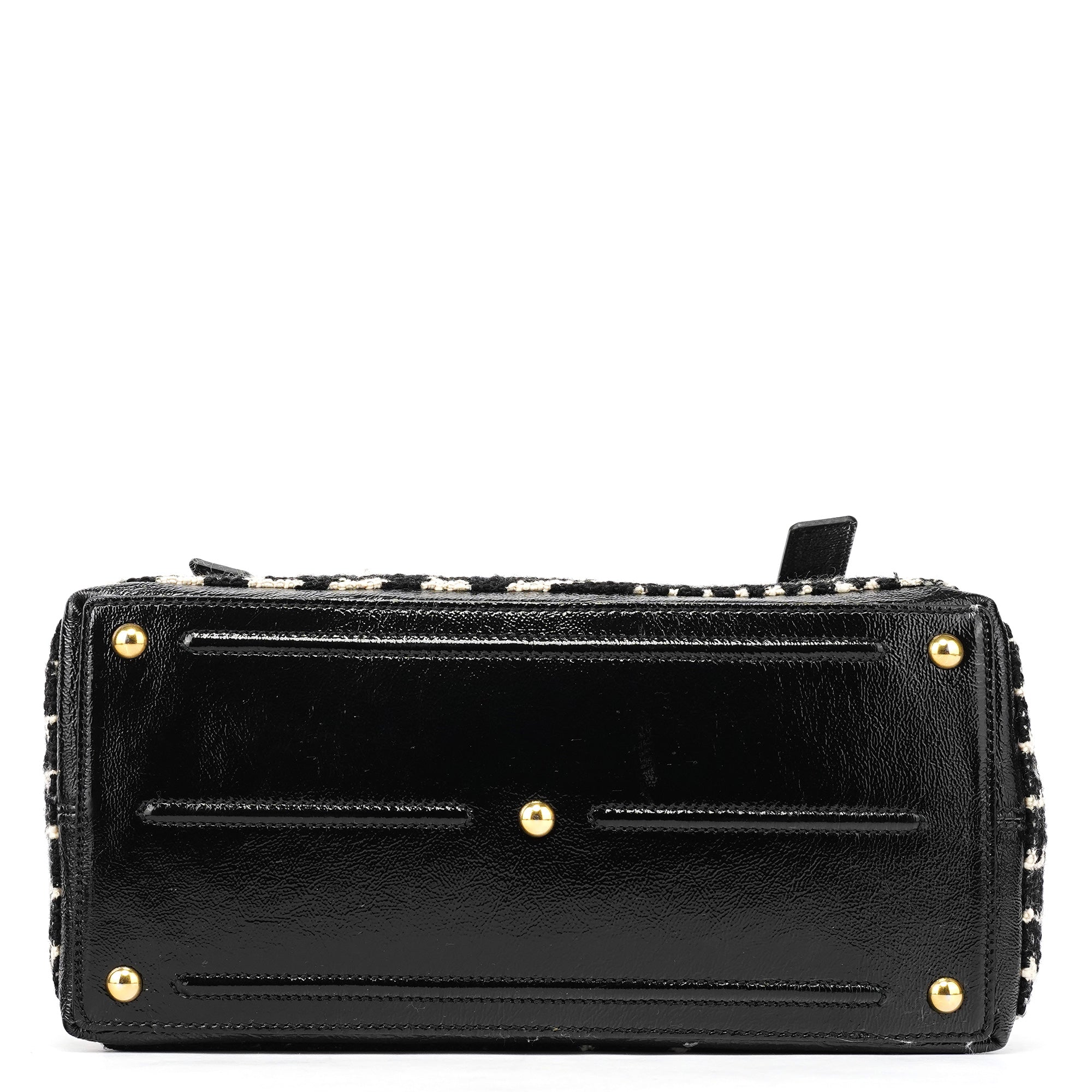 229680 Black White Wool Tweed Muse Two Bag