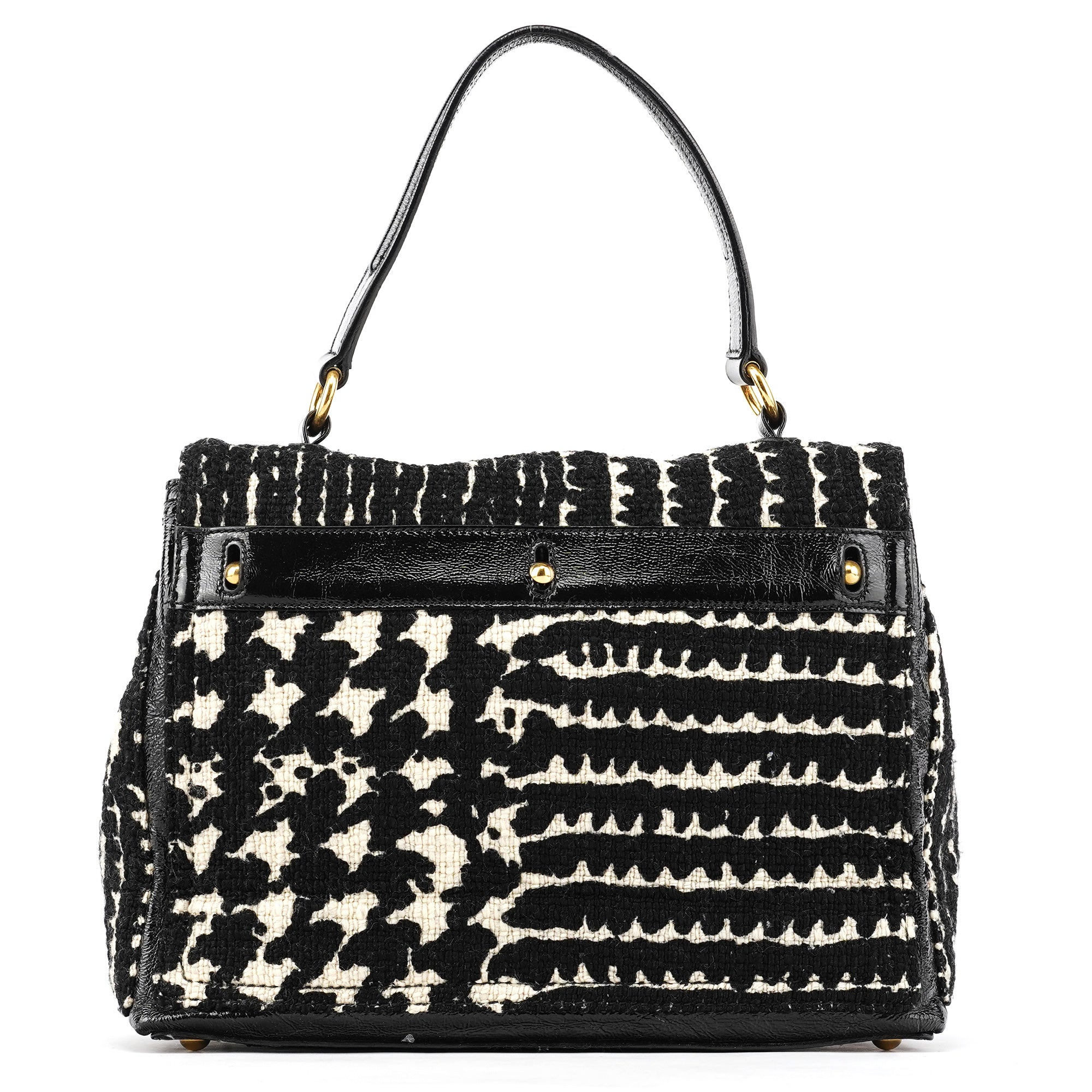229680 Black White Wool Tweed Muse Two Bag