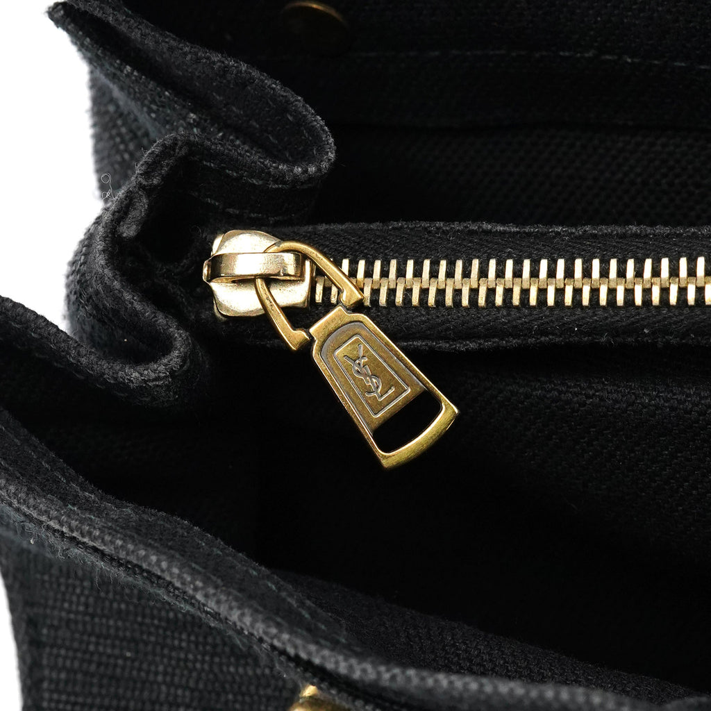 266251 Black Canvas Leather Muse Two Bag