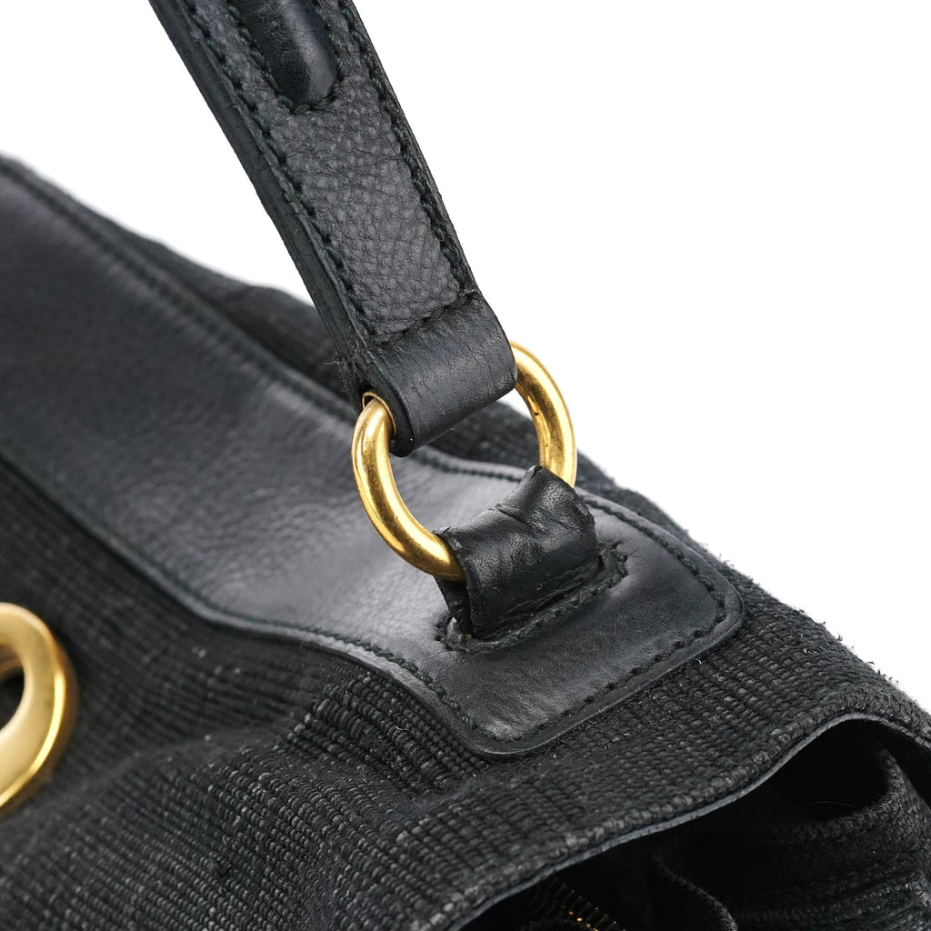 266251 Black Canvas Leather Muse Two Bag