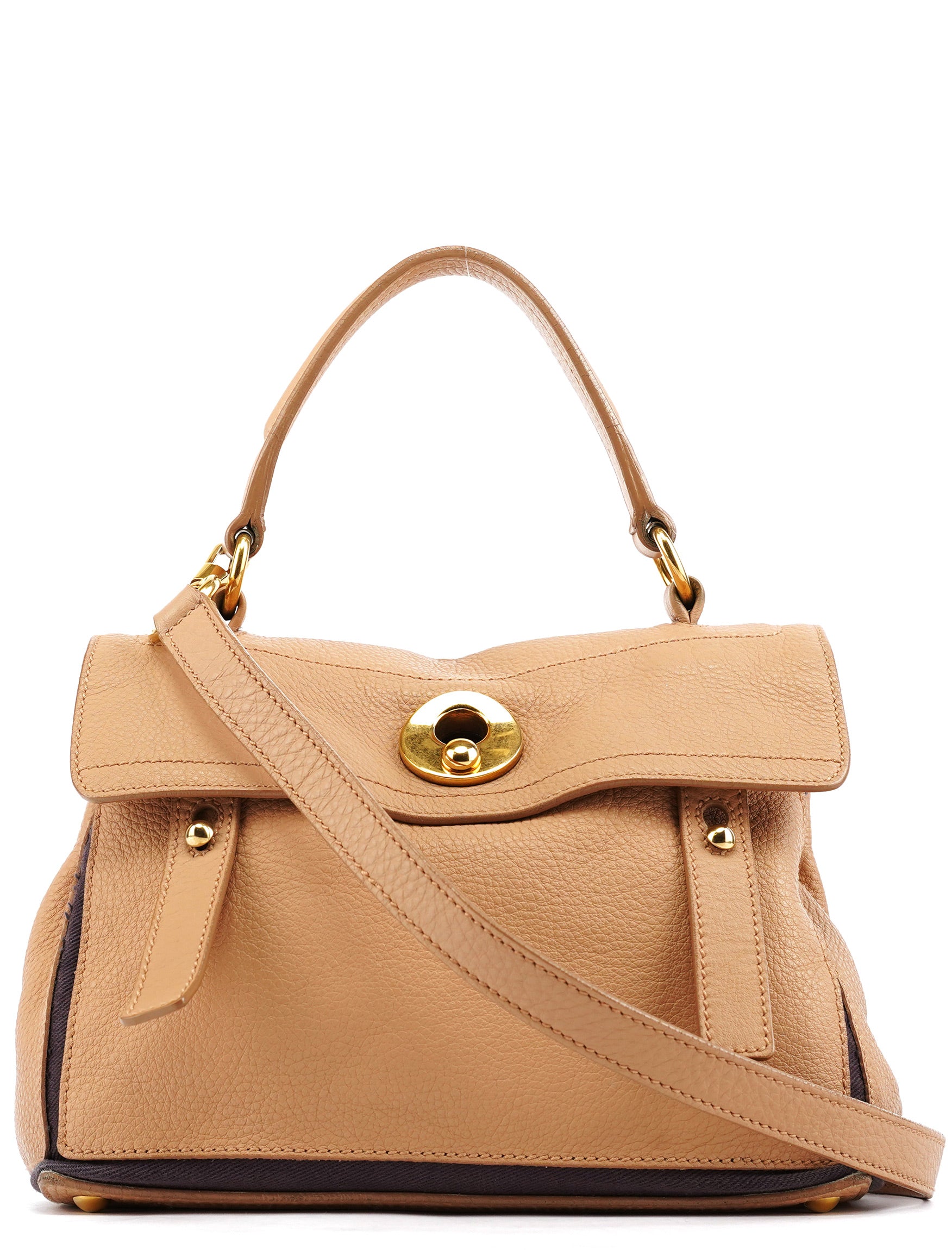 283761 Beige Brown Leather Muse Two 2-Way Bag