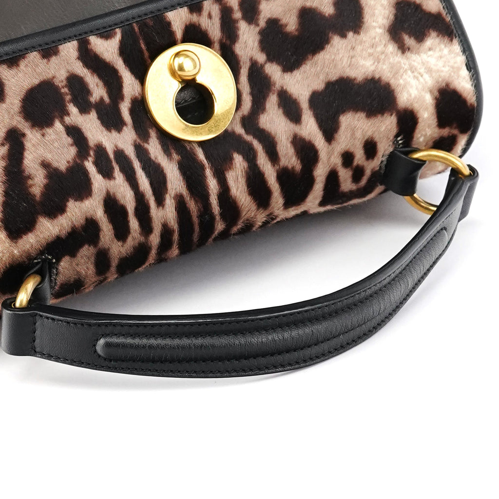 283761 Leopard Calfhair Leather Muse Two Bag