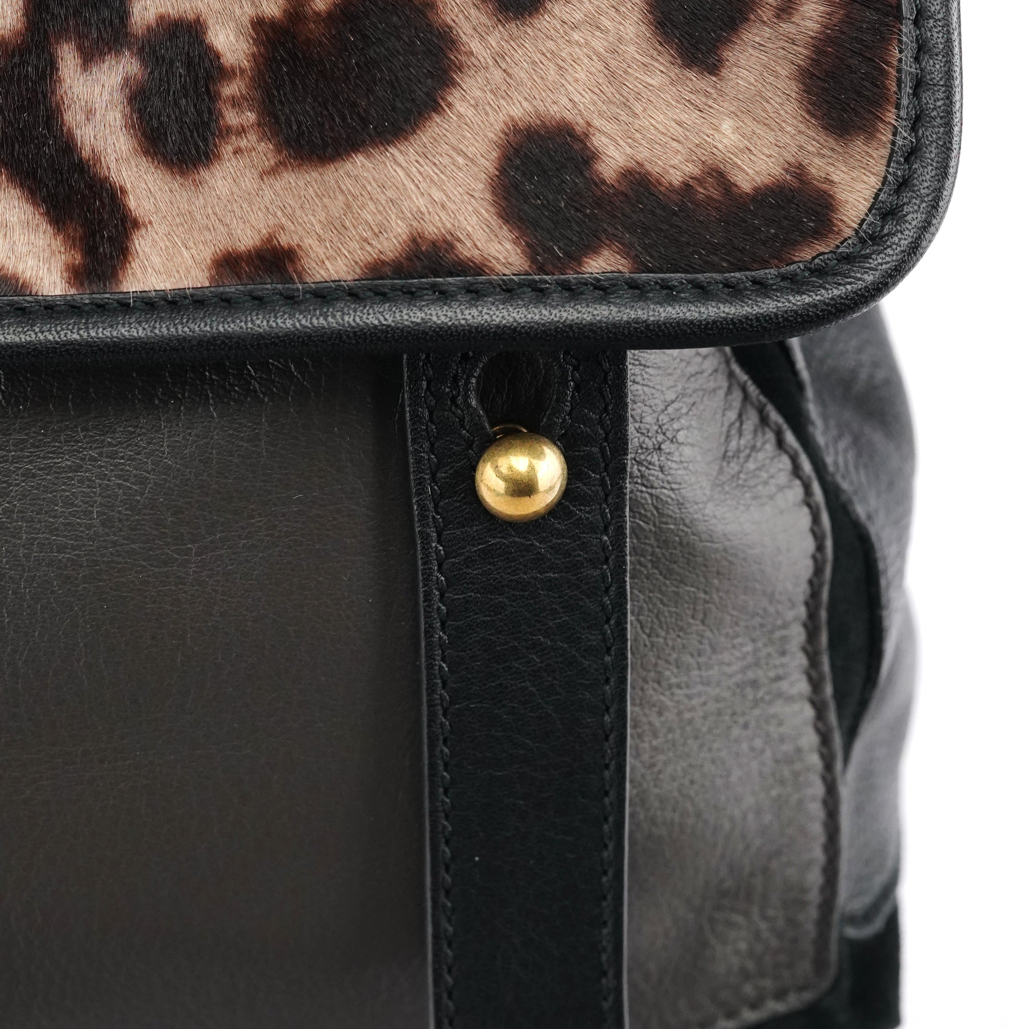 283761 Leopard Calfhair Leather Muse Two Bag