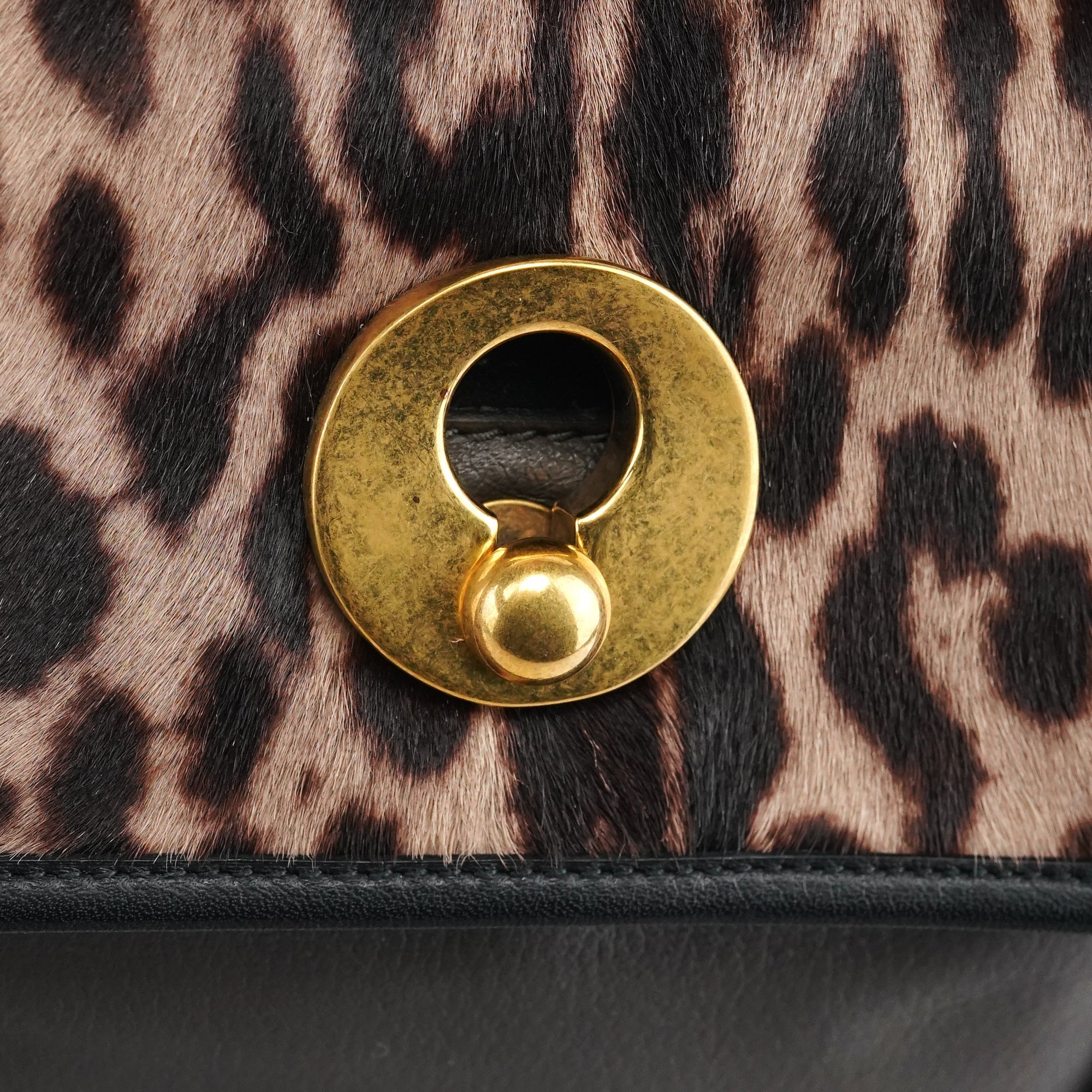 283761 Leopard Calfhair Leather Muse Two Bag