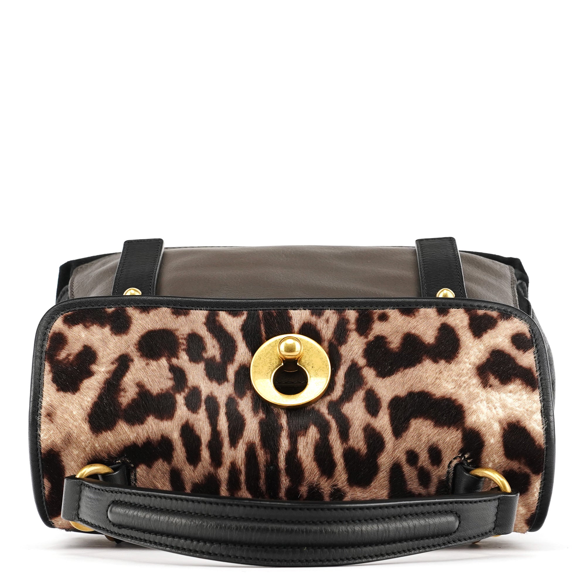 283761 Leopard Calfhair Leather Muse Two Bag