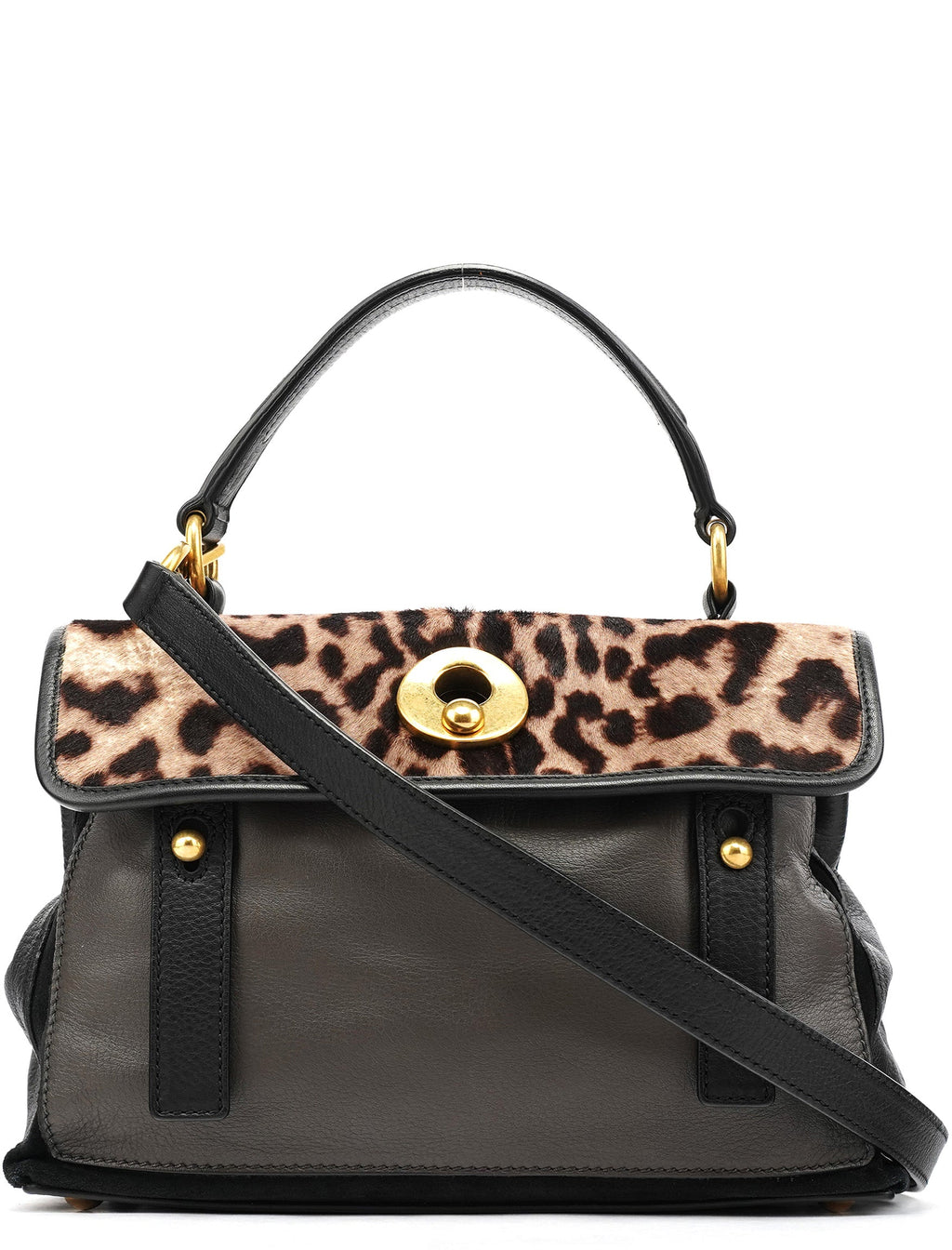 283761 Leopard Calfhair Leather Muse Two Bag