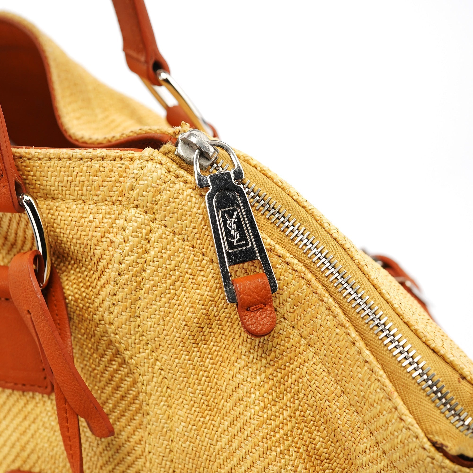 Beige Brown Raffia Downtown Tote Bag