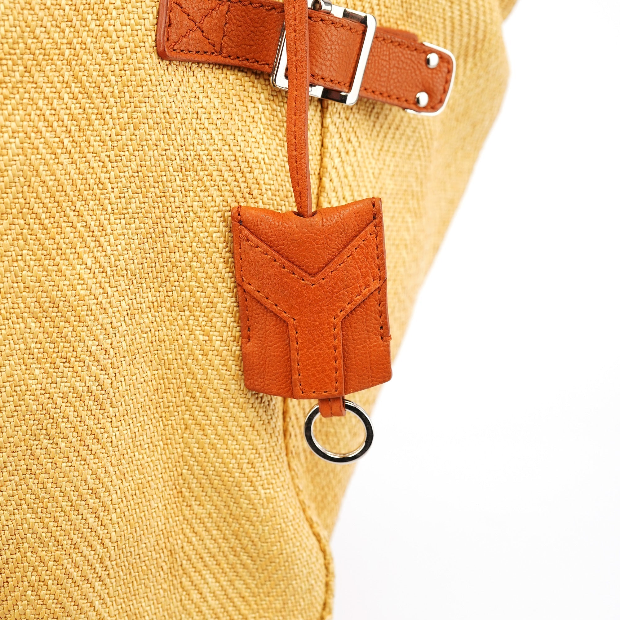 Beige Brown Raffia Downtown Tote Bag