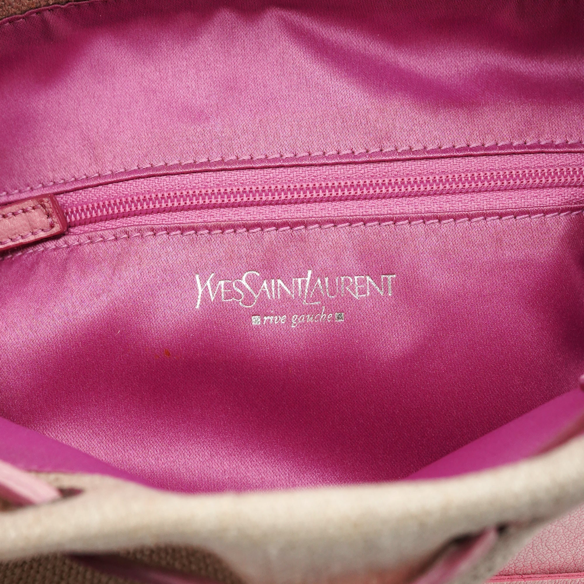Beige Canvas Pink Leather YSL Tote Bag