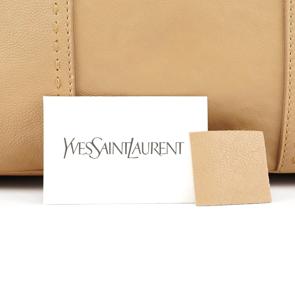 Beige Leather Muse Tote Bag