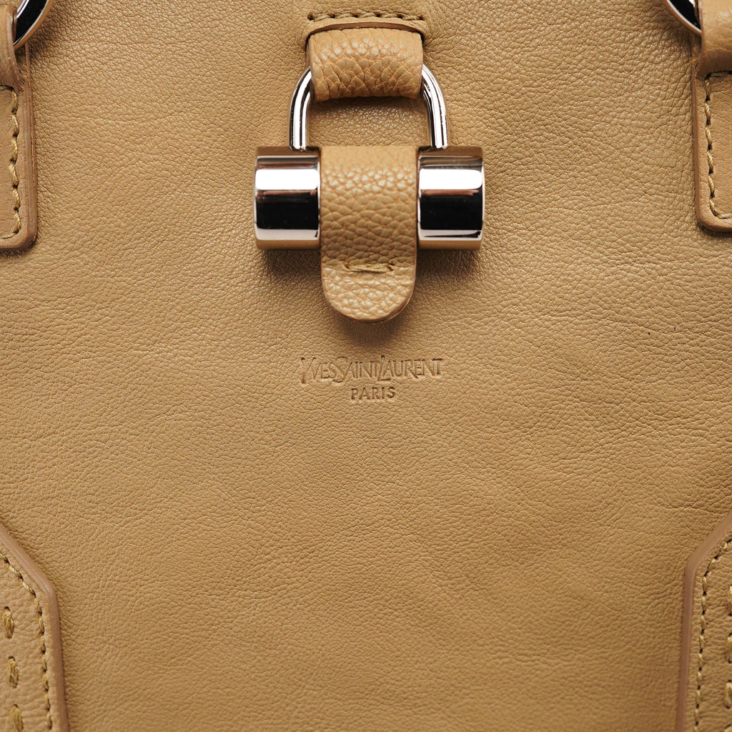 Beige Leather Muse Tote Bag
