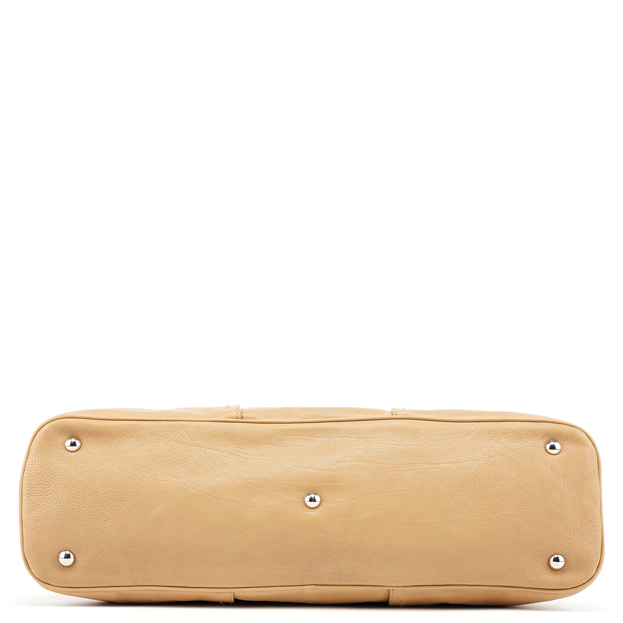 Beige Leather Muse Tote Bag