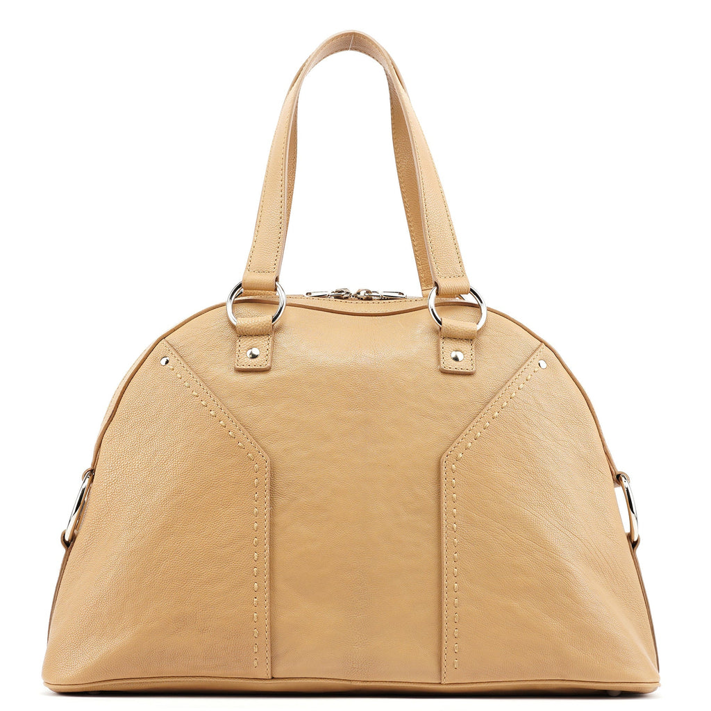 Beige Leather Muse Tote Bag